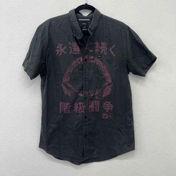 RVCA Gray Shirt with Pink Graphic - Picture 2 of 8